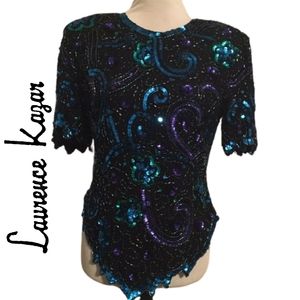 Vintage Lawrence Kazar Beaded Top Late 1980’s